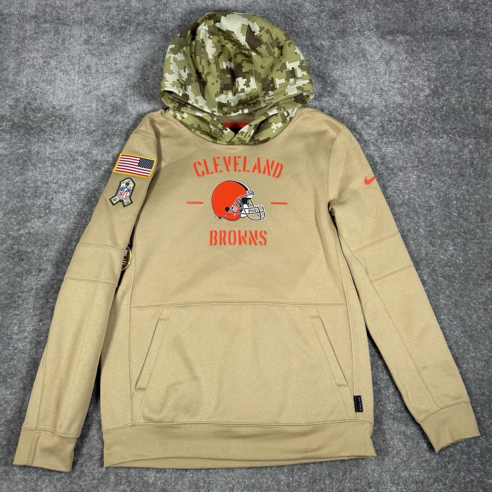 NWT Nike Hoodie Boys XL 18/20 Cleveland Browns NFL On Field Military Pullover